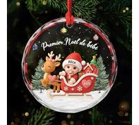 Cadeau Plus Ornement Personnalisé - Premier Noël De Bébé - Boule de Noel Premier Noel, Mon Premier noël, Boules de Noel personnalisées, Ornement Personnalisé pour Nouveau-né (Modèle #1)