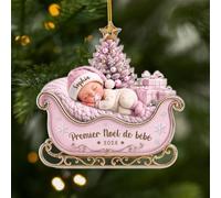 Cadeau Plus Ornement Personnalisé - Premier Noël De Bébé - Boule Mon Premier Noel personnalisé, Cadeau 1er Noel Bebe, Boule de noël Personnalisable, Ornement Noel personnalisé (Modèle #4)