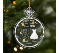 Cadeau Plus Ornement Personnalisé - Premier Noël Mariés, Couple avec Photo - Cadeau de Noel Couple, Boule Premier Noel, Boule de noël Personnalisable (modèle #2)