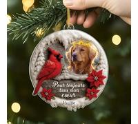 Cadeau Plus Ornement Personnalisé - Quand Un Cardinal Apparaît - Boules de Noel personnalisées, Ornement Noel personnalisé, Portrait commémoratif personnalisé, Boule de noël Photo (modèle #3)