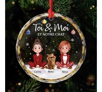 Cadeau Plus Ornement Personnalisé - Toi Et Moi Et Notre Chat - Decoration Noel Chat, Boule de Noel Chat, Boules de Noel personnalisées, Couple Ornement Sapin Noël (1, Femme - Femme)