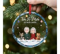 Cadeau Plus Ornement Personnalisé - Toi Et Moi Et Notre Chat - Decoration Noel Chat, Boule de Noel Chat, Boules de Noel personnalisées, Couple Ornement Sapin Noël (2, Homme - Femme)