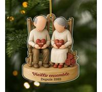 Cadeau Plus Ornement Personnalisé - Vieillir Ensemble Couple - Ornement Noël en Acrylique Personnalisé Couple, Cadeaux Amoureux, Boules de Noel personnalisées (modèle #5)