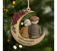 Cadeau Plus Ornement Personnalisé - Vieillir Ensemble Couple - Ornement Noël en Acrylique Personnalisé Couple, Cadeaux Amoureux, Boules de Noel personnalisées (modèle #2)