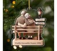 Cadeau Plus Ornement Personnalisé - Vieillir Ensemble Couple - Ornement Noël en Acrylique Personnalisé Couple, Cadeaux Amoureux, Boules de Noel personnalisées (Modèle 1)