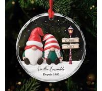 Cadeau Plus Ornement Personnalisé - Vieillir Ensemble Depuis - Ornement Noël en Verre Personnalisé Couple, Boule Noel personnalisée, Cadeau Couple Noel (Modèle #1)
