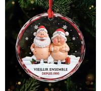 Cadeau Plus Ornement Personnalisé - Vieillir Ensemble Depuis - Ornement Noël en Verre Personnalisé Couple, Boule Noel personnalisée, Cadeau Couple Noel (Modèle #2)
