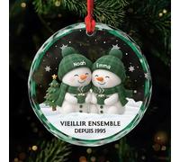Cadeau Plus Ornement Personnalisé - Vieillir Ensemble Depuis - Ornement Noël en Verre Personnalisé Couple, Boule Noel personnalisée, Cadeau Couple Noel (Modèle #3)