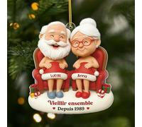 Cadeau Plus Ornement Personnalisé - Vieillir Ensemble [Effet d'impression 3D] - Ornement Noël Acrylique Personnalisé Couple Insolite, Cadeaux Amoureux, Boules de Noel, Couple Sapin Noël (Modèle #2)