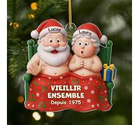 Cadeau Plus Ornement Personnalisé - Vieillir Ensemble [Effet d'impression 3D] - Ornement Noël Acrylique Personnalisé Couple Insolite, Cadeaux Amoureux, Boules de Noel, Couple Sapin Noël (Modèle #7)