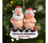 Cadeau Plus Ornement Personnalisé - Vieillir Ensemble [Effet d'impression 3D] - Ornement Noël Acrylique Personnalisé Couple Insolite, Cadeaux Amoureux, Boules de Noel, Couple Sapin Noël (Modèle #1)