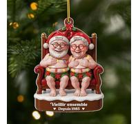 Cadeau Plus Ornement Personnalisé - Vieillir Ensemble [Effet d'impression 3D] - Ornement Noël Acrylique Personnalisé Couple Insolite, Cadeaux Amoureux, Boules de Noel, Couple Sapin Noël (Modèle #3)