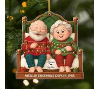 Cadeau Plus Ornement Personnalisé - Vieillir Ensemble [Effet d'impression 3D] - Ornement Noël Acrylique Personnalisé Couple Insolite, Cadeaux Amoureux, Boules de Noel, Couple Sapin Noël (Modèle #6)