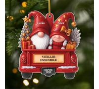 Cadeau Plus Ornement Personnalisé - Vieillir Ensemble [Effet d'impression 3D] - Ornement Noël en Acrylique Personnalisé Couple, Cadeaux Amoureux, Boules de Noel, Couple Sapin Noël (Modèle #5)