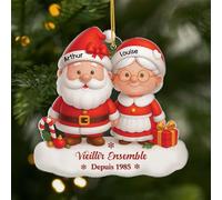Cadeau Plus Ornement Personnalisé - Vieillir Ensemble [Effet d'impression 3D] - Ornement Noël en Acrylique Personnalisé Couple, Cadeaux Amoureux, Boules de Noel, Couple Sapin Noël (Modèle #2)