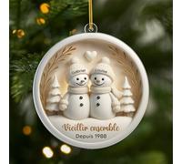 Cadeau Plus Ornement Personnalisé - Vieillir Ensemble [Effet d'impression 3D] - Ornement Noël en Acrylique Personnalisé Couple, Cadeaux Amoureux, Boules de Noel, Couple Sapin Noël (Modèle #9)