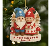 Cadeau Plus Ornement Personnalisé - Vieillir Ensemble [Effet d'impression 3D] - Ornement Noël en Acrylique Personnalisé Couple, Cadeaux Amoureux, Boules de Noel, Couple Sapin Noël (Modèle #6)