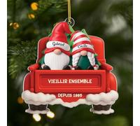 Cadeau Plus Ornement Personnalisé - Vieillir Ensemble [Effet d'impression 3D] - Ornement Noël en Acrylique Personnalisé Couple, Cadeaux Amoureux, Boules de Noel, Couple Sapin Noël (Modèle #7)
