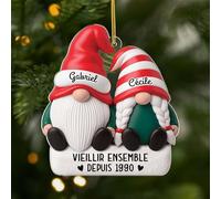 Cadeau Plus Ornement Personnalisé - Vieillir Ensemble [Effet d'impression 3D] - Ornement Noël en Acrylique Personnalisé Couple, Cadeaux Amoureux, Boules de Noel, Couple Sapin Noël (Modèle #1)