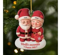 Cadeau Plus Ornement Personnalisé - Vieillir Ensemble - Ornement Noël en Acrylique Personnalisé Couple, Cadeaux Amoureux, Boules de Noel, Couple Sapin Noël (Modèle #10)