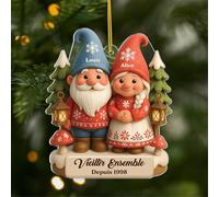 Cadeau Plus Ornement Personnalisé - Vieillir Ensemble - Ornement Noël en Acrylique Personnalisé Couple, Cadeaux Amoureux, Boules de Noel, Couple Sapin Noël (Modèle #3)