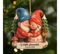 Cadeau Plus Ornement Personnalisé - Vieillir Ensemble - Ornement Noël en Acrylique Personnalisé Couple, Cadeaux Amoureux, Boules de Noel, Couple Sapin Noël (Modèle #5)