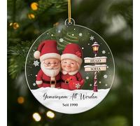 Cadeau Plus Ornement Personnalisé - Vieillir Ensemble - Ornement Noël en Acrylique Personnalisé Couple, Cadeaux Amoureux, Boules de Noel, Couple Sapin Noël (Modèle 4)