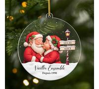 Cadeau Plus Ornement Personnalisé - Vieillir Ensemble - Ornement Noël en Acrylique Personnalisé Couple, Cadeaux Amoureux, Boules de Noel, Couple Sapin Noël (Modèle #2)
