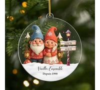 Cadeau Plus Ornement Personnalisé - Vieillir Ensemble - Ornement Noël en Acrylique Personnalisé Couple, Cadeaux Amoureux, Boules de Noel, Couple Sapin Noël (Modèle #6)