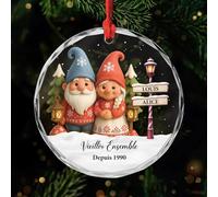 Cadeau Plus Ornement Personnalisé - Vieillir Ensemble - Ornement Noël en Verre Personnalisé Couple, Boules de Noel, Couple Sapin Noël (Modèle #6)