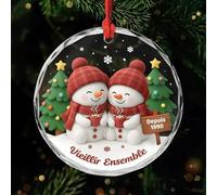 Cadeau Plus Ornement Personnalisé - Vieillir Ensemble Version 2 - Ornement Noël en Verre Personnalisé Couple, Boules de Noel personnalisées (modèle #2)