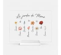 Cadeau Plus Plaque En Acrylique Personnalisée - Le Jardin De Mamie Maman Avec Fleur - Plaque acrylique cadeau, Cadeau fetes des grands meres, Bonne fete mamie personnalisé (8 Enfants)