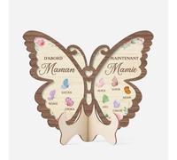 Cadeau Plus Plaque En Bois Personnalisée - D'abord Maman Maintenant Mamie - Cadeau fete des grand mere, Bonne fete mamie personnalisé, cadeau mamie original (Modèle #1)