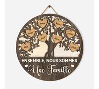 Cadeau Plus Plaque En Bois Personnalisée - Ensemble Nous Formons Une Famille - Plaque Personnalisée, panneau bois decoratif, arbre de vie avec prenom, arbre famille personnalisé (Modèle #1)