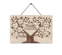 Cadeau Plus Plaque En Bois Personnalisée - Ensemble Nous Formons Une Famille - Plaque Personnalisée, panneau bois decoratif, arbre de vie avec prenom, arbre famille personnalisé (Modèle #2)