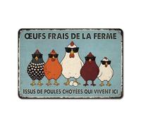 Cadeau Plus Plaque Metal La Cabane Des Fesses Duvetées - Panneau Decoratif Exterieur Metal, Plaque Metal Vintage, Poule Decorative, Accessoire Poulailler, Porte Poulailler (Modèle #3)
