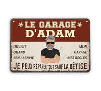 Cadeau Plus Plaque Métal Personnalisée - Je Peux Réparer Tout Sauf La Bêtise - Plaque metal vintage, deco garage vintage, panneau decoratif exterieur metal, cadre voiture et moto