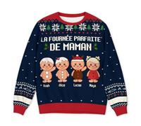 Cadeau Plus Pull Moche Personnalisé Prénom - La Fournée Parfaite De Mamie/Papi - Pull Noel Famille, Pulls Moche de Noel (FR/ES, Alpha/Lettres, S, 6TG, Taille Normale, Taille Normale, 4 Enfants)