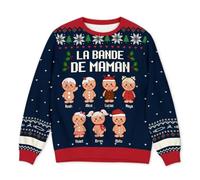 Cadeau Plus Pull Moche Personnalisé Prénom - La Fournée Parfaite De Mamie/Papi - Pull Noel Famille, Pulls Moche de Noel (FR/ES, Alpha/Lettres, S, 6TG, Taille Normale, Taille Normale, 7 Enfants)