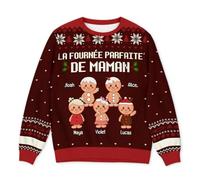 Cadeau Plus Pull Moche Personnalisé Prénom - La Fournée Parfaite De Mamie/Papi - Pull Noel Famille, Pulls Moche de Noel (FR/ES, Alpha/Lettres, S, 6TG, Taille Normale, Taille Normale, 5 Enfants)