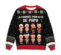 Cadeau Plus Pull Moche Personnalisé Prénom - La Fournée Parfaite De Mamie/Papi - Pull Noel Famille, Pulls Moche de Noel (FR/ES, Alpha/Lettres, S, 6TG, Taille Normale, Taille Normale, 8 Enfants)