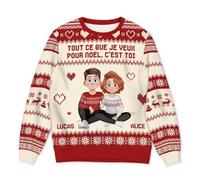 Cadeau Plus Pull Moche Personnalisé Prénom - S'embêter l'un l'autre Depuis - Cadeau maitresse personnalisé, Pull Couple Noel (FR/ES, Alpha/Lettres, XS, 6TG, Taille Normale, Taille Normale, modèle #2)