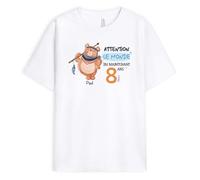 Cadeau Plus T-Shirt Enfant Personnalisé Prénom - Attention Le Monde ! J'Ai Maintenant 8 Ans - Cadeau Fille, Cadeau Fil (FR/ES, Âge, 2 Ans, 11 Ans, Taille Normale, Modèle #1)