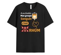 Cadeau Plus T-Shirt - Mon Groupe Sanguin C'est Rhum - Humour Alcool Apéro, Cadeau Humoristique, Tee Shirt Homme Humour, T-Shirt Alcool, Shirt Drole