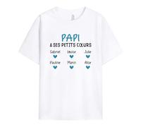 Cadeau Plus T-Shirt Papa Et Ses Petits Coeurs Personnalisé - Cadeau Fete des Peres Personnalisé Tee Shirt, Tee Shirt Papi Personnalisé (13 Enfants, Modèle #1)