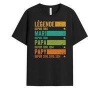 Cadeau Plus T-Shirt Personnalisé Année - Légende Mari Papa Papy - Cadeau Noel, Cadeau Fete des Grand Pere Personnalisé, Tshirt Papy Personnalisé, T Shirt Papi, Tee Shirt Personnalisable Papy