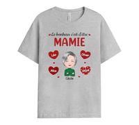 Cadeau Plus T-Shirt Personnalisé - Bonheur D'Être Mamie Cœur - Cadeau Fete des Grand Mere Personnalisé, Cadeau Mamie Personnalisé, T-Shirt Mamie, Tee Shirt Personnalisable Mamie