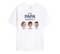 Cadeau Plus T-Shirt Personnalisé - Ce Papa Appartient À avec Tête - Cadeau Fete des Peres Personnalisé, Cadeau Personnalisé Papa, T Shirt Personnalisé Papa