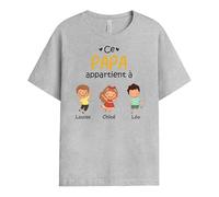 Cadeau Plus T-Shirt Personnalisé - Ce Papi, Cette Mamie Appartient À - Cadeau Personnalisé Papa, Tee Shirt Personnalisable Papy, Tshirt Maman, Tee Shirt Mamie, T Shirt Personnalisé Papa