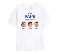 Cadeau Plus T-Shirt Personnalisé - Ce Papy Appartient À avec Tête - Cadeau Fete des Papy Personnalisé, Cadeau Grand Pere Personnalisé, T-Shirt Papi, Tee Shirt Personnalisable Papy
